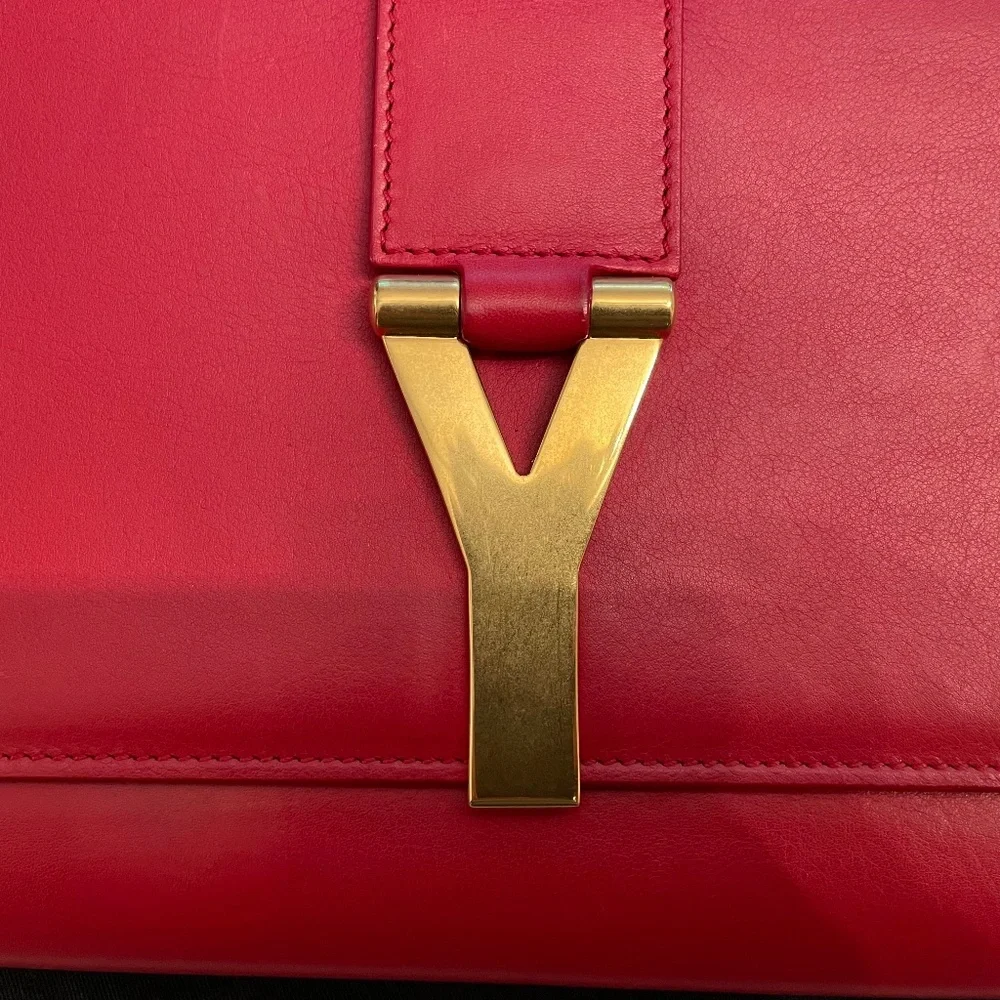 SAINT LAURENT Calfskin Classic Y Ligne Clutch Rouge Orient - Picture 4 of 11